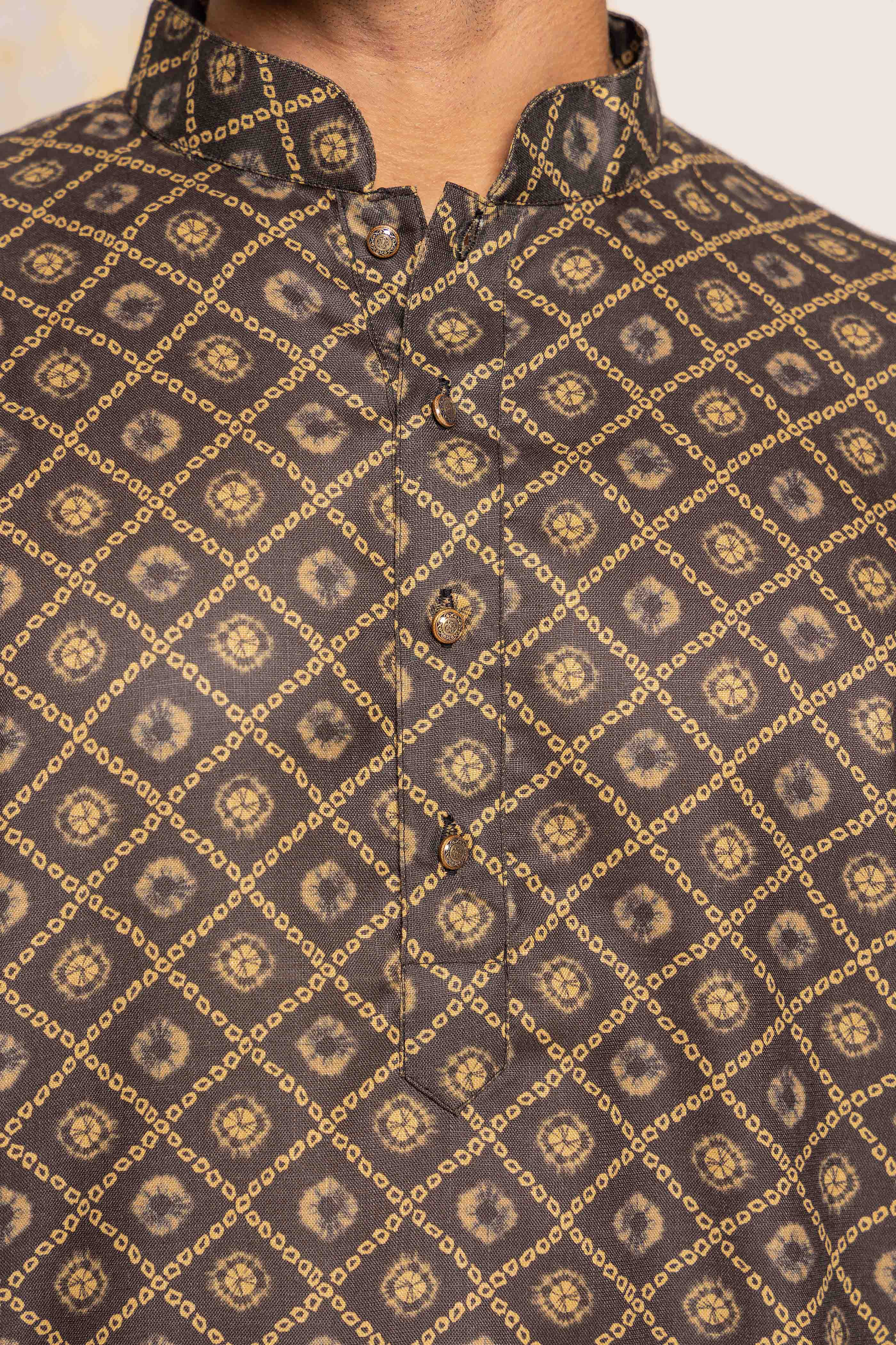 Black Printed Short Kurta